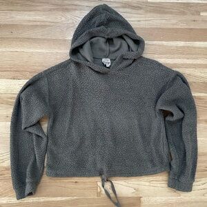 Como Vintage Cozy Gray Hooded Fleece Pullover size M